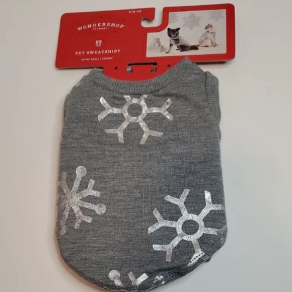 Wondershop Gray Pet Sweatshirt with Silver Snowflakes XS - Picture 1 of 4
